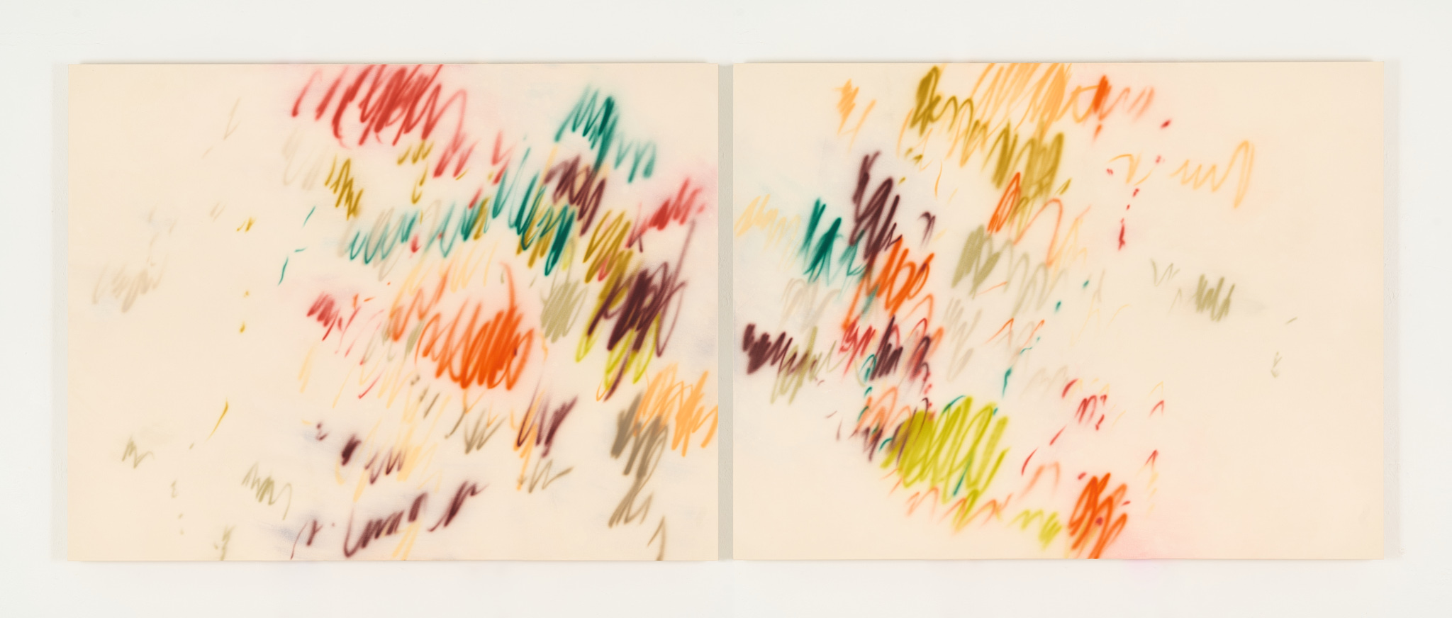 Emotional Impact Assessment, Cheap Perfume pts. 1 & 2 - 2026, Pigments, Acrylic, Watercolor on Canvas, 170x130cm x 2