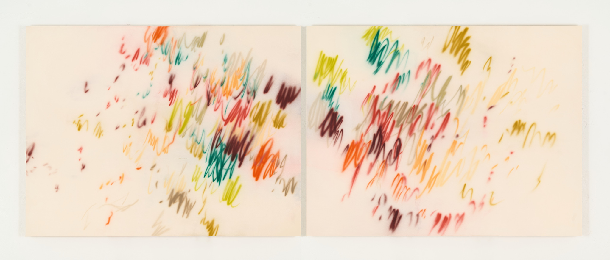 Notions of Beauty, Acting Up pts. 1 & 2 - 2026, Pigments, Acrylic, Watercolor on Canvas, 170x130cm x 2