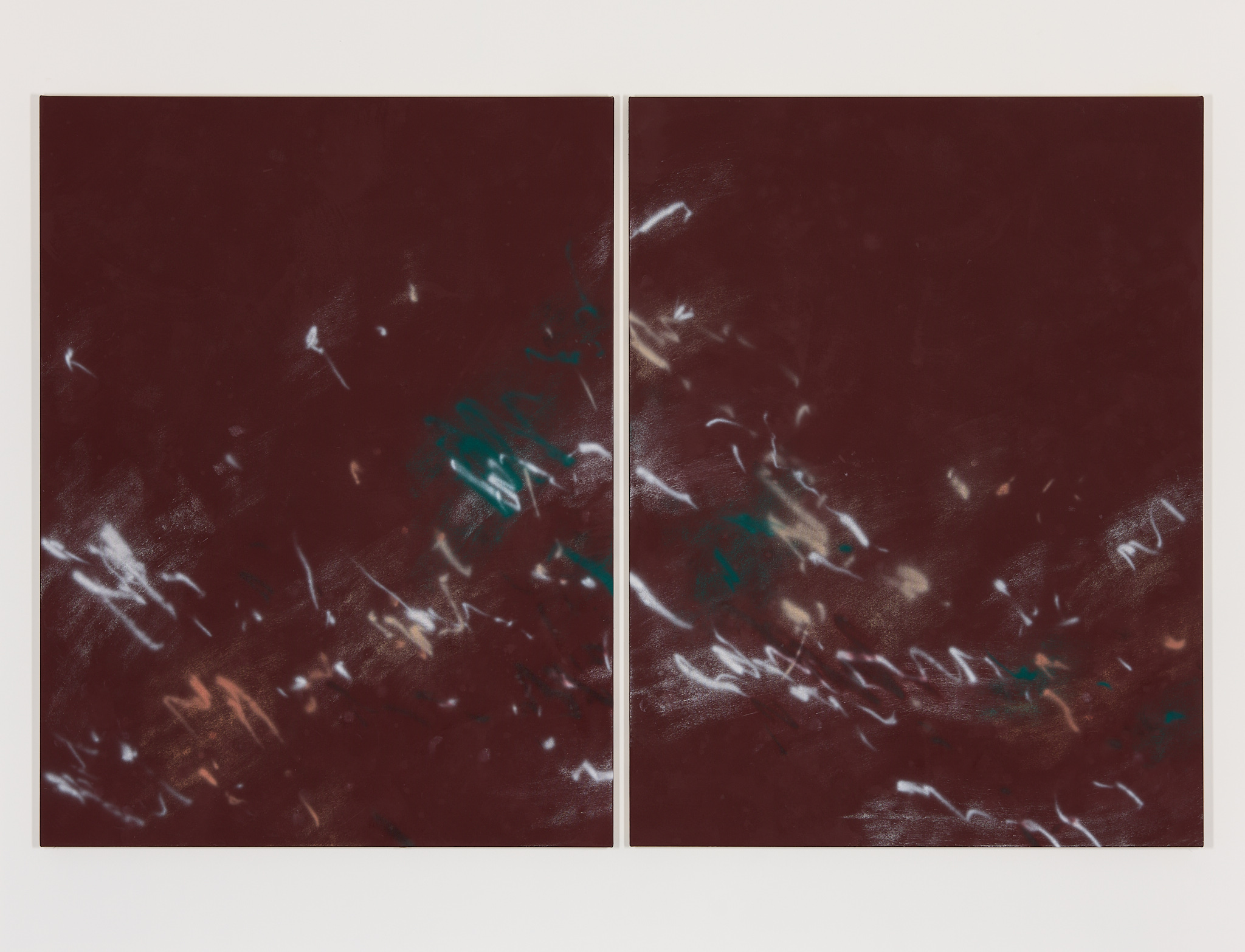 Sugar Puffs, Various Art Concepts 1&2, 2024, pigments, acrylic, watercolor on canvas, 170x130cm x 2
