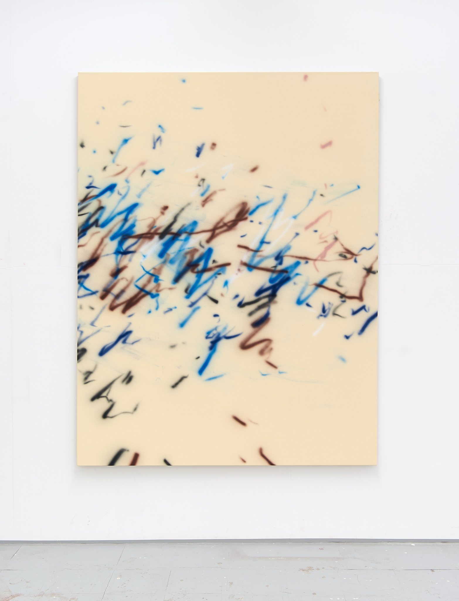 Field Cut, Prussian Blue, Steam, 2022, pigments, gesso, acrylic, watercolor on canvas, 170x130cm